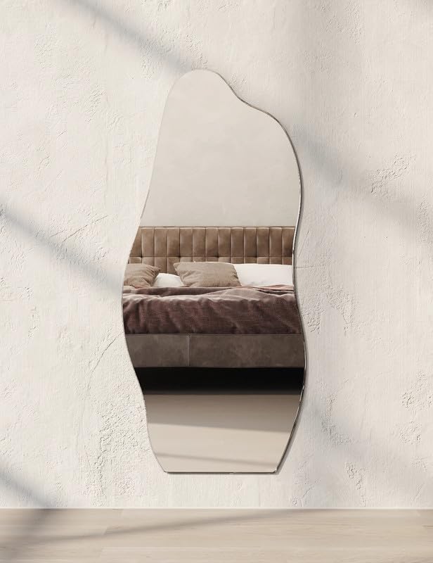 Image of 18 x 24 Inch Asymmetrical Freeform Wall Mirror - Modern Irregular Frameless Decorative Mirror for Bathroom, Bedroom, Living Room, Entryway & Contemporary Home Interior Design