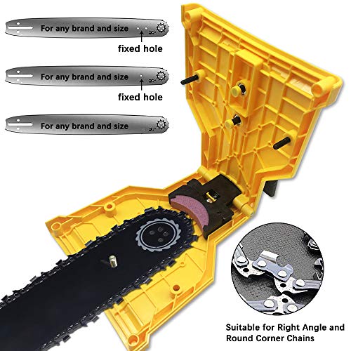 XBUTY Chainsaw Sharpener,Chainsaw Portable Chain Saw Blade Teeth Sharpener Work Sharp Grinder Tools Bar Mounted Teeth Fit for One/Two/Nonporous Holes Chain Saw Bar