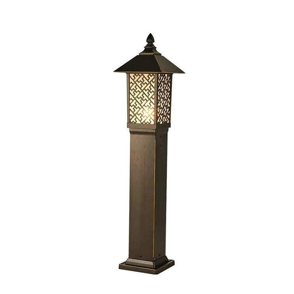 HELCEKOU Vintage Modern Pillar Lamp Cylindrical Lamppost Headlight Black E27 Bronze External Garden Landscape Column Light Ommunity Park Pathway Walkway Post Bollard Lantern
