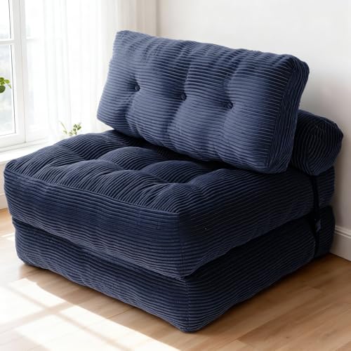Canapé Lit 4-en-1 Pliable avec Oreiller & Matelas à Support Dorsal – Fauteuil Convertible, Lit Pliant 1 Place, Portable et Confortable, Idéal pour Petit...