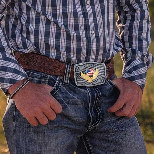Image of Turquoise Belt Buckle for Men Western Texas Longhorn Bull Rodeo Belt Buckle American Cowboy Chic Gift