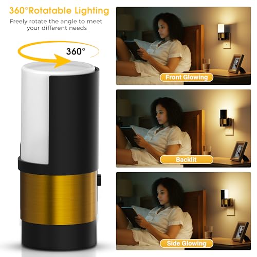 Image of L LOHAS LED Night Lights Plug into Wall with Dusk to Dawn Sensor, Dimmable Night Light with 0-100lm Stepless Dimming, Rotating Plug in Night Light, 3000K Soft White, 2 Pack