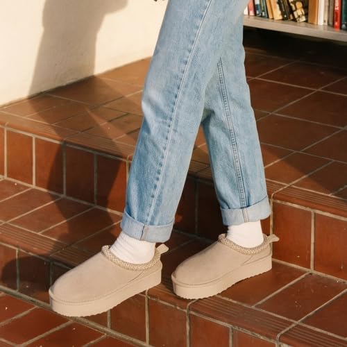 Image of DREAM PAIRS Women's Platform Genuine Suede House Slippers