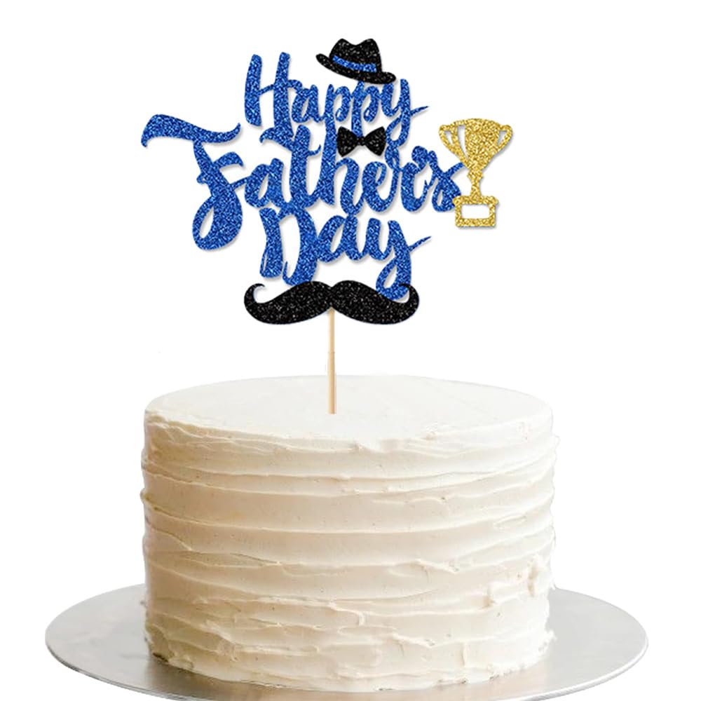 GeRRiT Happy Father’s Day Cake Topper Glitter Cake Topper Cake Decoration for Father's Day Shinny Father’s Day Cupcake Picks Party Supplies Party