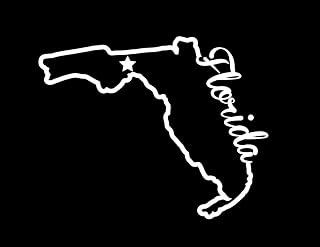 ND253W Florida State Decal Sticker | 6.5-Inches By 5.1-Inches | Premium Quality White Vinyl