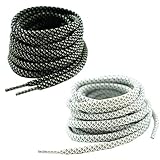 Round Reflective Shoelaces 2 Pairs 1 Pair White + 1 Pair Black 5/32” Thick Night Jog Running Safe...