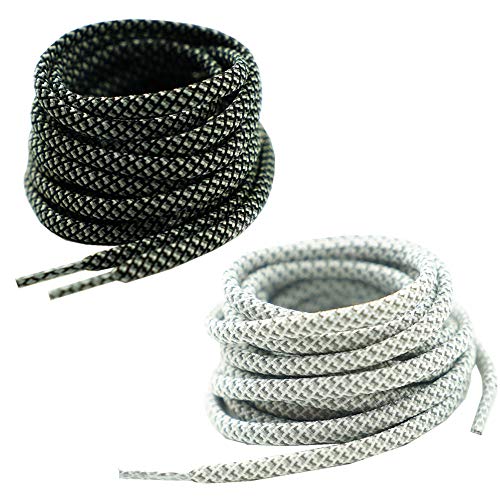 Decker Reflective Shoelaces, 2 Pairs (White & Black, 54")
