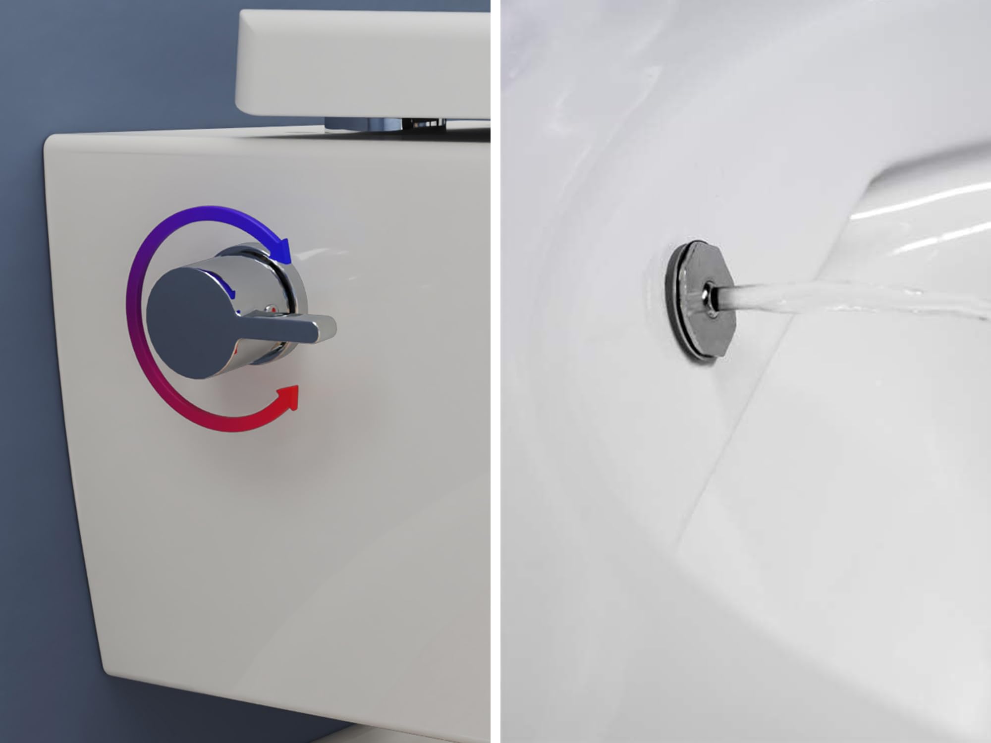 SSWW | wc douche avec siège de toilette Softclose, Taharet sans rebord, fonction bidet | 52,5 cm de long | mitigeur chaud/froid