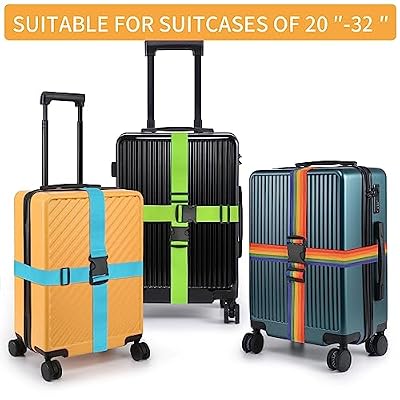 BILIONE 4 Pack Luggage Straps 79 Long Belts Keep Suitcase Secure While Traveling, TSA Approved Add a Bag Premium Accessory for Travel Bag Closure (4 Pcs Black)
