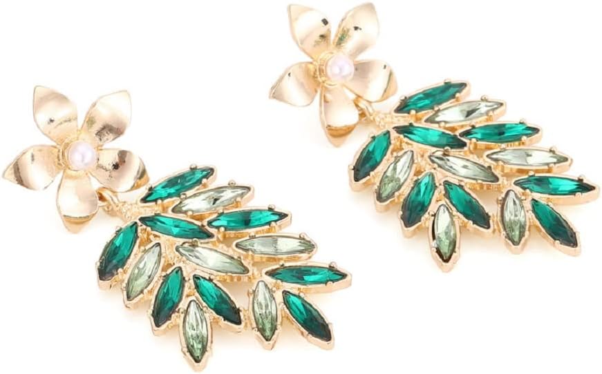 Leaf Cluster Earrings for Women - Pearl Flower Floral Statement Dangle Earrings - Hypoallergenic Bohemian Hawaiian Chandelier Drop Earrings - Cute Tree Plant Studs - Image 3