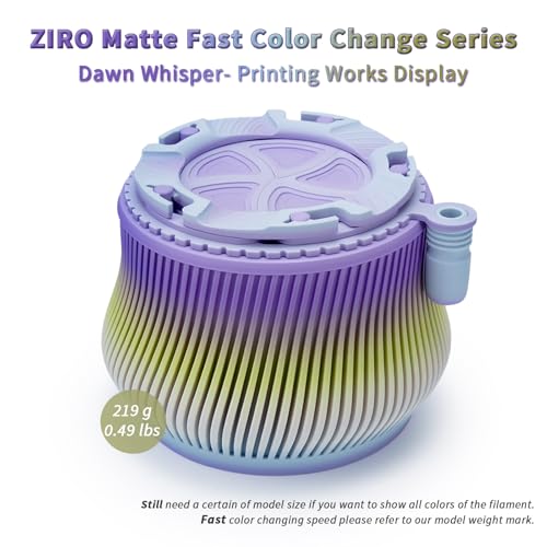 Image of ZIRO 3D Printer Filament, Fast Color Change Filament 1.75mm, Color Gradient Material, 1.75mm PLA Filaments, Dimensional Accuracy + /- 0.03mm, Fit Most FDM Printer 1KG Spool, Dawn Whisper (Matte)