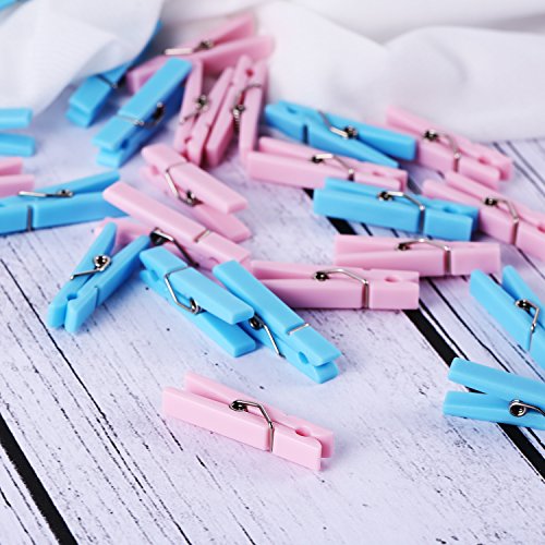 80 Pieces Pink Blue Clothes Pins Gender Reveal Baby Shower Clothespins Plastic Small Clips For Party Favors, Blue And Pink #TOP5