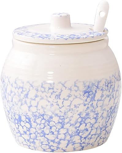 Vintage Snow Flower Cerámica Azúcar Sal Pimienta Tarro de Almacenamiento de Condimentos Olla con Tapa Y Cu