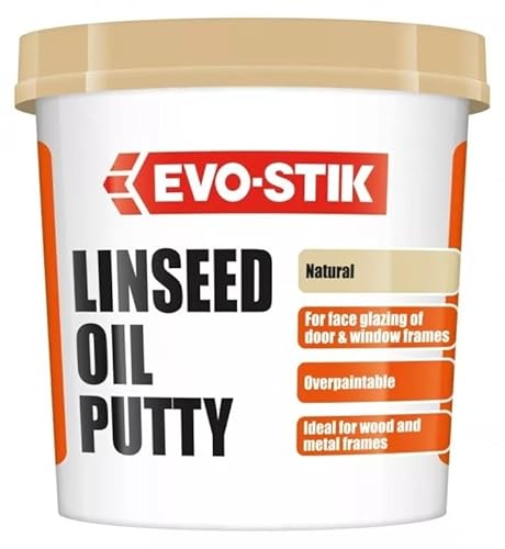 Evo-Stik Linseed Oil Putty Natural for Glazing Wood and Metal Window Door Frames – Ready-to-Use Over-Paintable Glazing Putty for DIY and Professional Use White - 1 Pack (2kg)