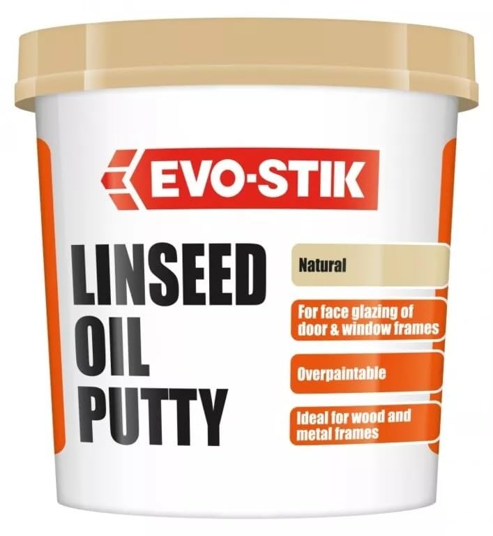 Evo-Stik Linseed Oil Putty Natural for Glazing Wood and Metal Window Door Frames Ready-to-Use Over-Paintable Glazing Putty for DIY and Professional Use White - 1 Pack (2kg)