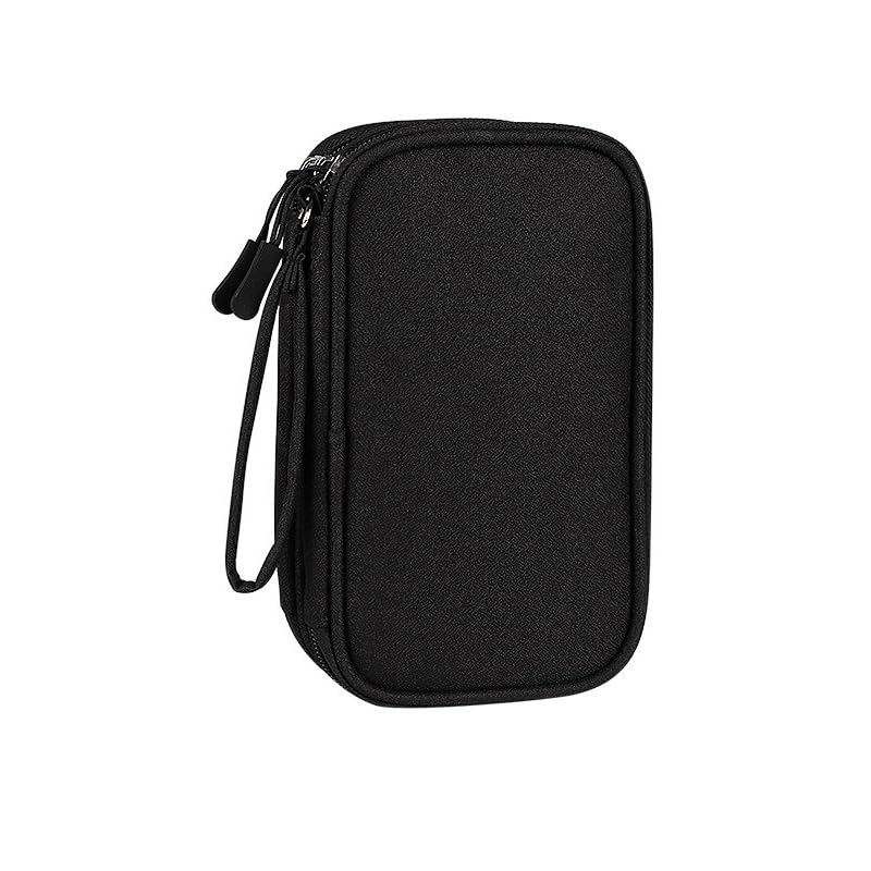 PAPOEEA Kabeltasche Elektronische Tasche Organizer Universal Kabelorganizer Tasche Reisekabel Organizer Doppelschicht Reise Elektronik Zubehör Tasche für USB Ladekabel Powerbank Schwarz