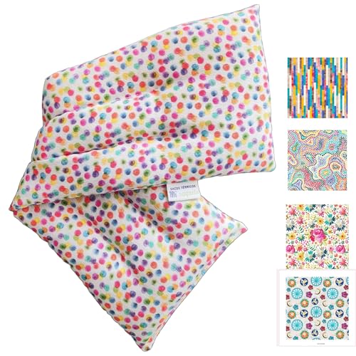 Saco de Semillas para Microondas 45x14 cm –Saquito Térmico Cervical con Lavanda– Bolsa Térmica de Calor y Frío – Saco Térmico para Cuello/Espalda -Almohadilla Térmica Alivio Dolor Menstrual (PUNTOS)