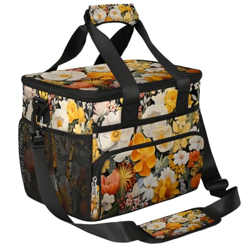 Daisy Insulated Picnic Backpack Lunch Box for Women Men Picnic Basket Tote Lunch Bag Picnic Bag Portable Lunch Bags for Picnic, Beach, Work, Trip,Office, Camp Paisley Flowers