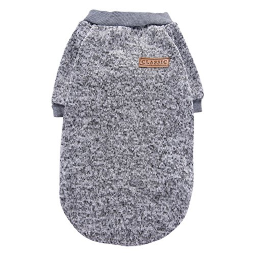 Jecikelon Pet Dog Clothes Dog Sweater Soft Thickening Warm Pup Dogs Shirt Winter Puppy Sweater For Dogs (Grey, M) #TOP3