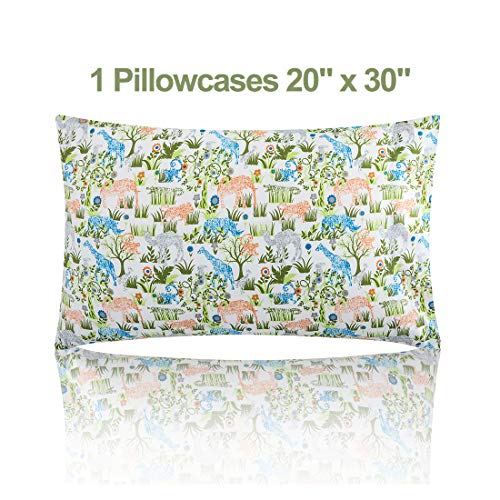 Vonty Kids Bed Sheets Twin Lovely Jungle Elephant Giraffe Sheets For Boys & Girls, Soft Microfiber Easy Wash Bedding Set (1 Fitted Sheet + 1 Flat Sheet + 1 Pillowcase) #TOP4