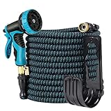 TedGem Manguera Jardin, Manguera Extensible, Manguera Jardin Extensible con Pistola de Pulverización de 9 Funciones, Tejido Extra Fuerte, para el Lavado de Automóviles, Riego de Jardines(100ft)