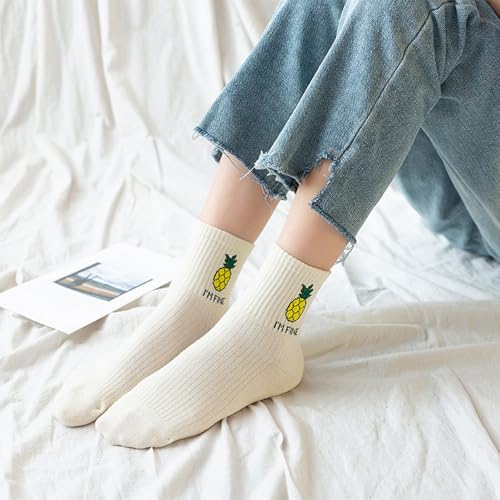 Image of Joylife Fruit Embroidered Crew Socks Cute Pattern Quartz Sock Funny Dress Socks for Women, Ladies, Girls