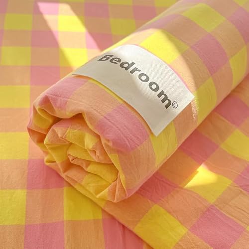 MODASER Plaid Sheets Bedding Set Flat Sheet and Pillowcases Soft Cozy