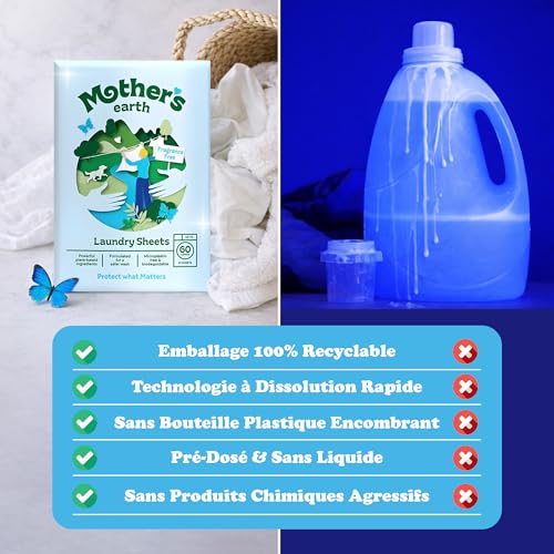 Mother's Earth Waschmittelblätter – leichte Wäscheblätter | plastikfreie Verpackung | geeignet für die tägliche Wäsche | geruchlos 6