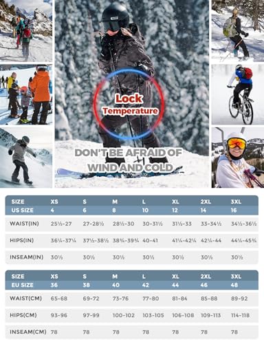 Wespornow Damen Wanderhose Wasserdicht Thermohose Gefüttert Outdoorhose Softshellhose Skihose Warm Ski Pants Women Schneehose Kletterhose Jagdhose Trekkinghose Winter Regenhose(Schwarz,M)