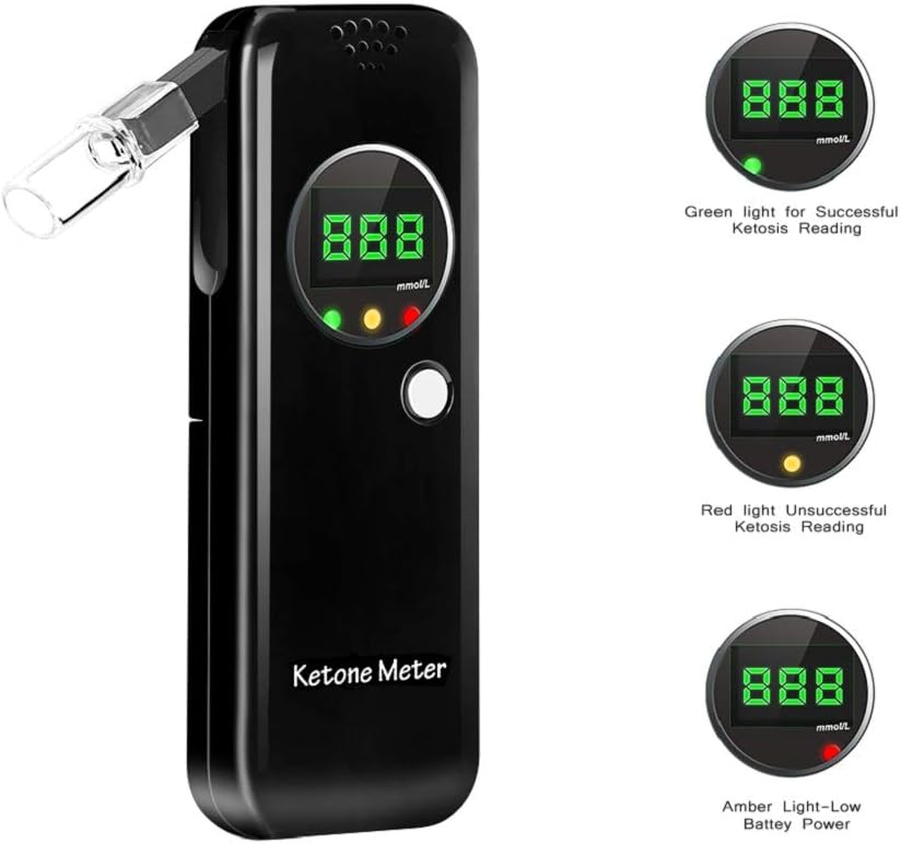 Coolker Ketone Meter Digital LCD Displays Testing with 10Pcs Replaceable Mouthpieces : Health & Household