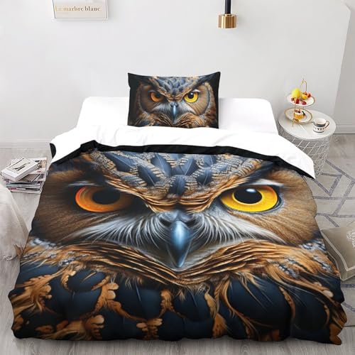 Ensemble housse de couette hibou imprimé 3D pour chambre d'adolescent - 3