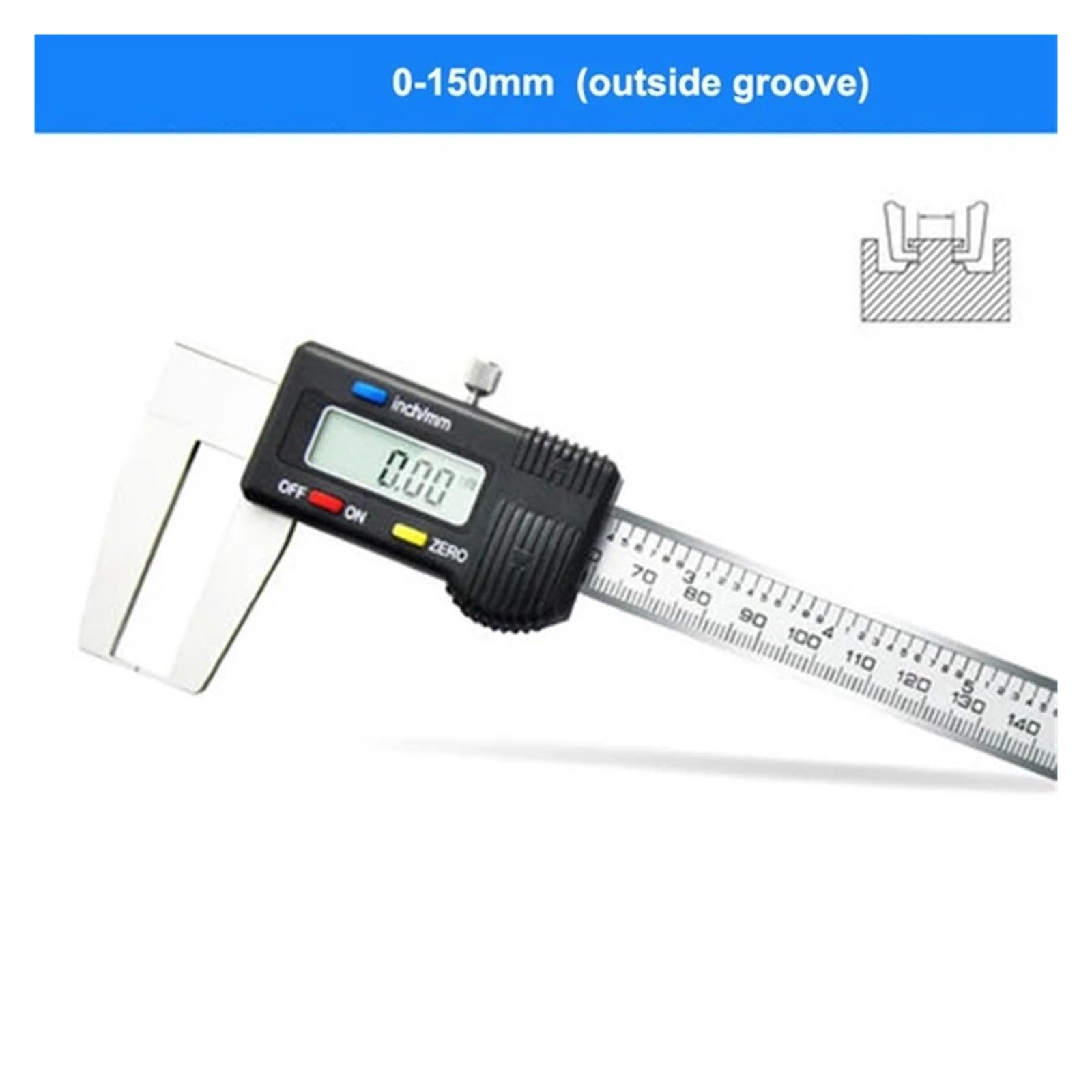 0-300mm/0-200mm/0-150mm zacisk rowkowy ze stali nierdzewnej na zewnątrz rowek cyfrowy wyświetlacz suwmiarka narzędzia pomiarowe (150 mm)