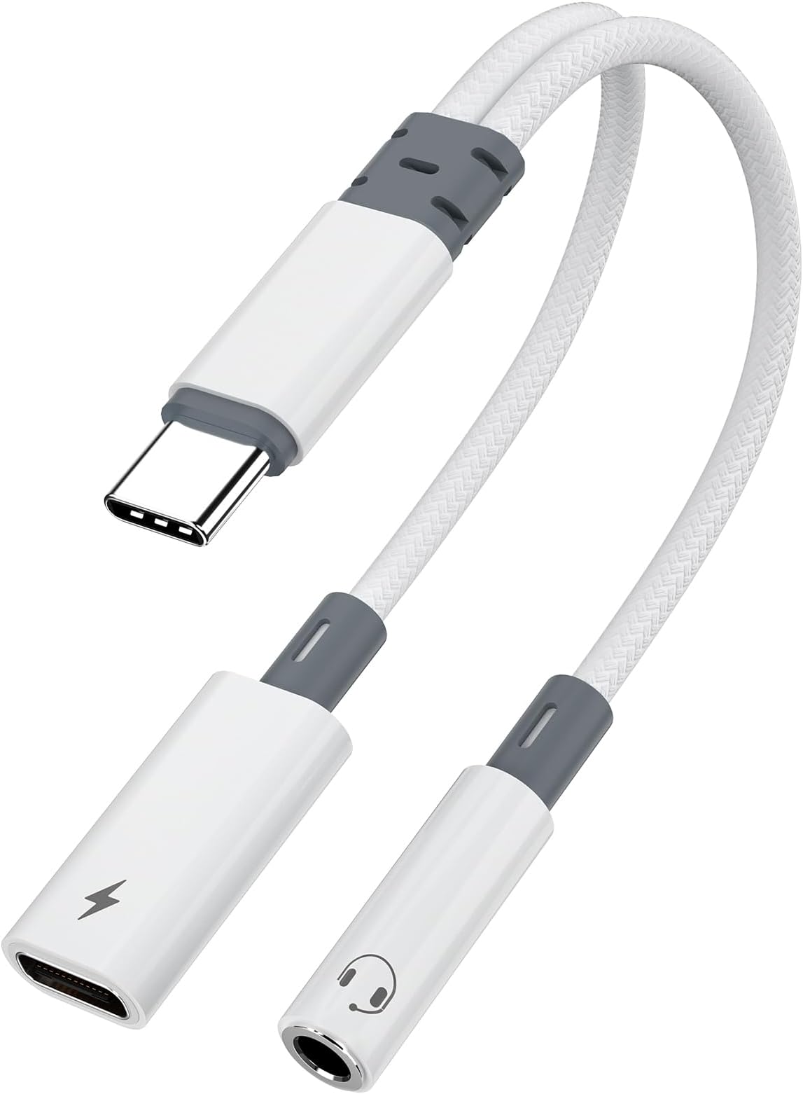 USB C to 3.5mm Headphone and Charger Adapter, 2 in 1 USB C to Aux Audio Jack with 60W PD Fast Charging Dongle Cable Cord Compatible with iPhone 17/16/15, Galaxy S25/S24/S23, Google Pixel 10/9