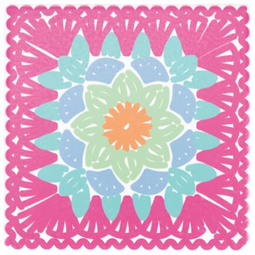 Villa d’Este Home Tivoli Set mit 6 dekorativen Keramikfliesen, Korkboden, 11 x 11 cm, Häkelmuster