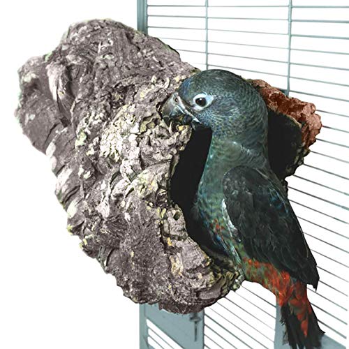 HappyBird ® | Premium Natur Kork Höhle Korktunnel Medium für Papageien mit Edelstahl Cover