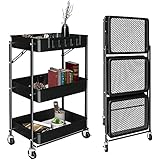 ++ [Almacenamiento multiusos] Gracias a su diseño plegable y propiedades antioxidantes, este carrito se puede utilizar tanto en interiores como en exteriores. Como sala de estar, cocina, baño, lavadero, oficina, picnic al aire libre, etc.