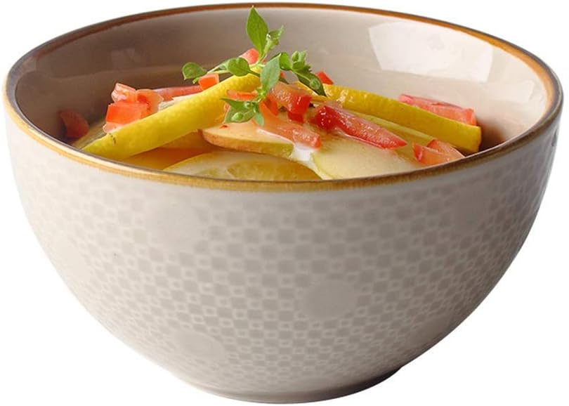 Creative Embossed Ceramic Bowl Household Rice Bowl Soup Noodle Bowl Western Dessert Bowl Ice Cream Bowl Fruit Salad Bowl