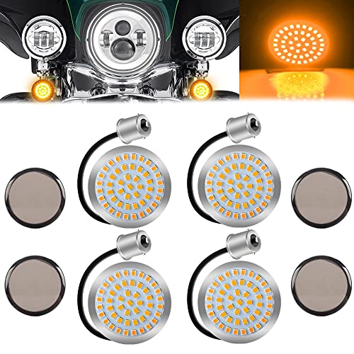 yifengshun 1156 48LED Moto Avant Et ArrièRe Clignotant 5cm Avec Lentille FuméE Super Lumineux Et éTanche Ambre LED Kit De Clignotants Pour Harley Touring...