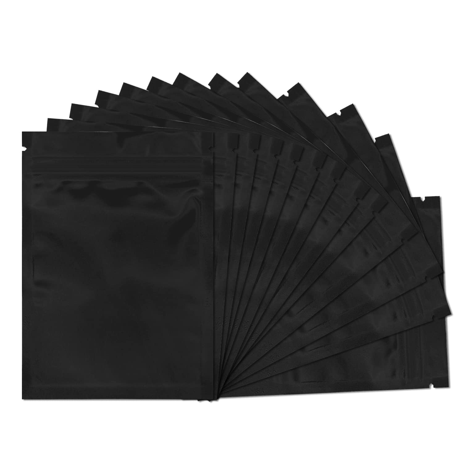 Smell Proof Bags 100 Pack 5.5 x 7.8 Inch Resealable Mylar Bags Foil Pouch Flat Bag with Clear Window Black