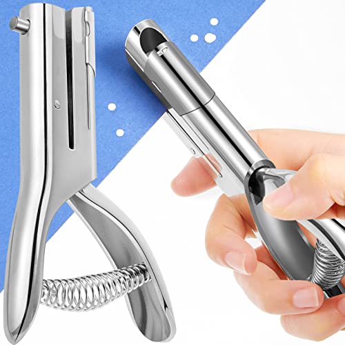 25 Sheet Capacity Paper Punch Heavy Duty Hole Punch Reduced Effort Single Hole Punch 2 Inch Reach Deep Throat Heavy Duty Hand Alloy Long Reach Punch for Paper ID PVC Cards 5 Inch Tall (1/8 Inch Hole)