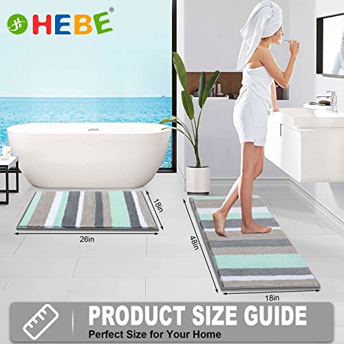 Hebe Bath Rugs For Bathroom Sets 2 Piece Non Slip Washable Bath Mats Set Soft Microfiber Shaggy Bathroom Floor Carpet Water Absorbent Bathroom Rugs And Bath Runner Mats Set #TOP5