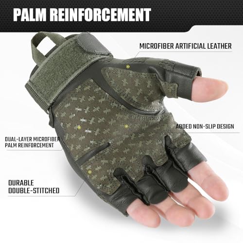 Image of WTACTFUL Fingerless Tactical Gloves Men Women, Breathable Reinforced Palm
