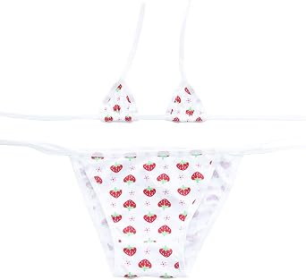 SINGUYUN Sexy Strawberry Lingerie Micro Bikini Japanese Anime Cosplay Swimsuit Thong Pajama Set