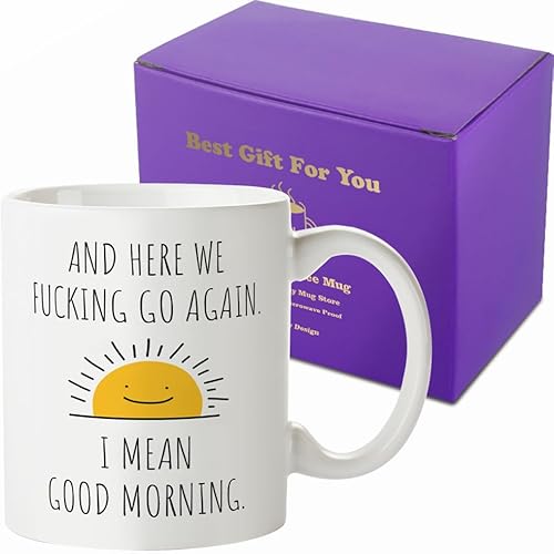 Fatbaby Here We Go Again I Mean Good Morning - Divertidos regalos de cumpleaños y Navidad para mujeres y hombres taza de regalo sarcástica para mamá