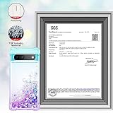 Pilaru for Google Pixel 7a Case [with Screen Protector] Clear Liquid Heart Glitter Soft TPU Bumper Cover Holographic Heart Girly Woman Protective Phone Case for Google Pixel 7a,Teal/Purple - Image 3