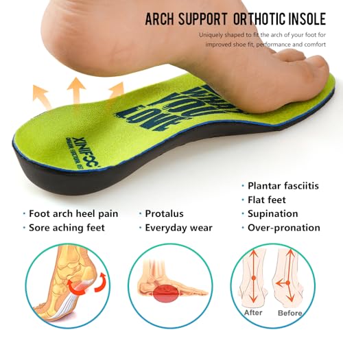 Image of XINIFOOT Arch Support Shoe Insoles for Men and Women, 2 Pairs, Blue + Green | 2 Pairs, Comfort Orthotic Inserts, For Flat Feet & Feet Pain, For Pronation & Running, Blue + Green