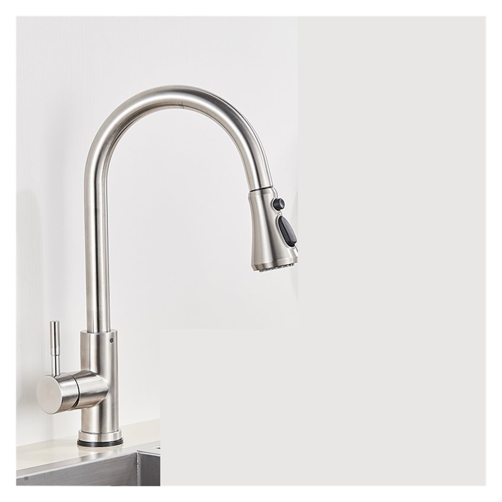 KKXXYQFC Black Pull Out Kitchen Sink Faucet Deck Mounted Stream Sprayer Mixer Tap Bathroom Hot Cold(Brushed C)