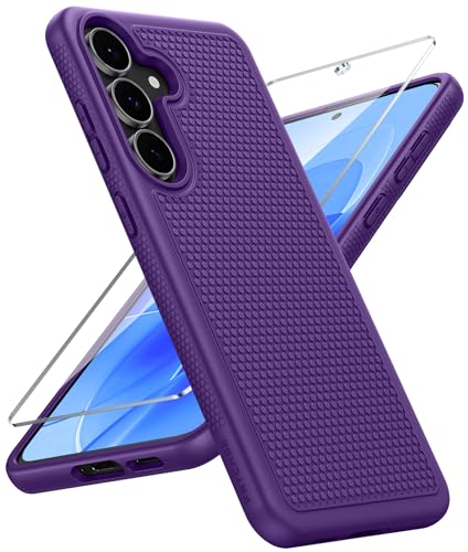 Image of FNTCASE for Samsung Galaxy S25 FE Case: Shockproof Protective Lightweight with Screen Protector Duty Rugged Cell Phone Cover Non Slip | Military Grade Drop Protection for S25FE(Purple, 6.7inches)