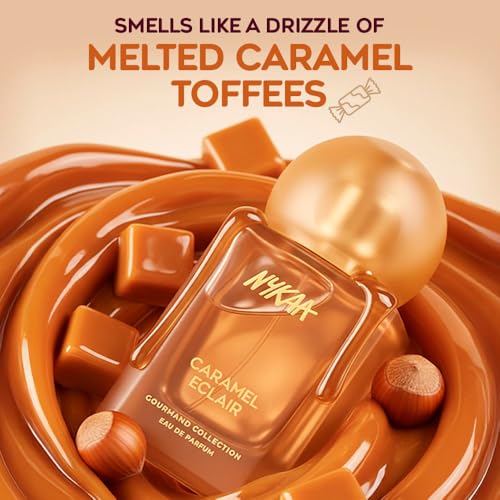 Image of Nykaa Caramel Eclair EDP 50ml | Warm Sweet Perfume for Women | Caramel & Hazelnut Gourmand Fragrance | Long-Lasting Everyday Scent | Best Dessert-Inspired Perfume | Best Gift for Her