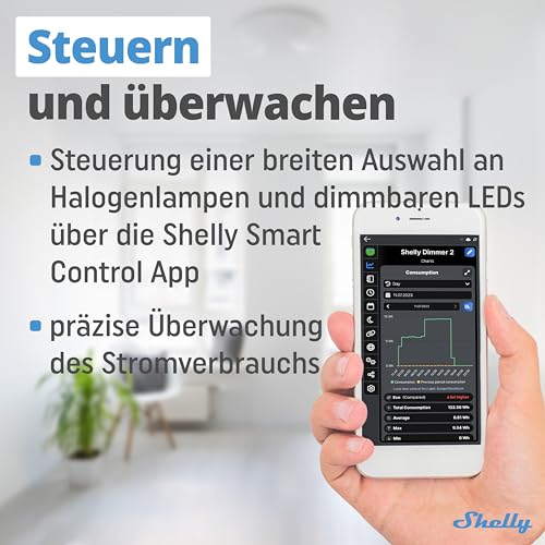 Shelly Dimmer 2 | Intelligenter Wlan Dimmer | Kein Neutralleiter nötig | Hausautomatisierung | Kompatibel mit Alexa & Google Home | iOS Android App | Kein Hub erforderlich | Dimmbare Lichter (2 Pack)